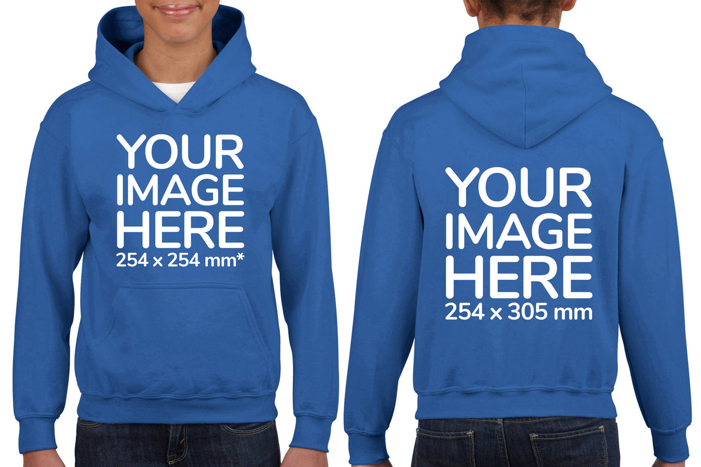 Children Hoodies - Hoodie customised on front side and back side with your image - light blue colour