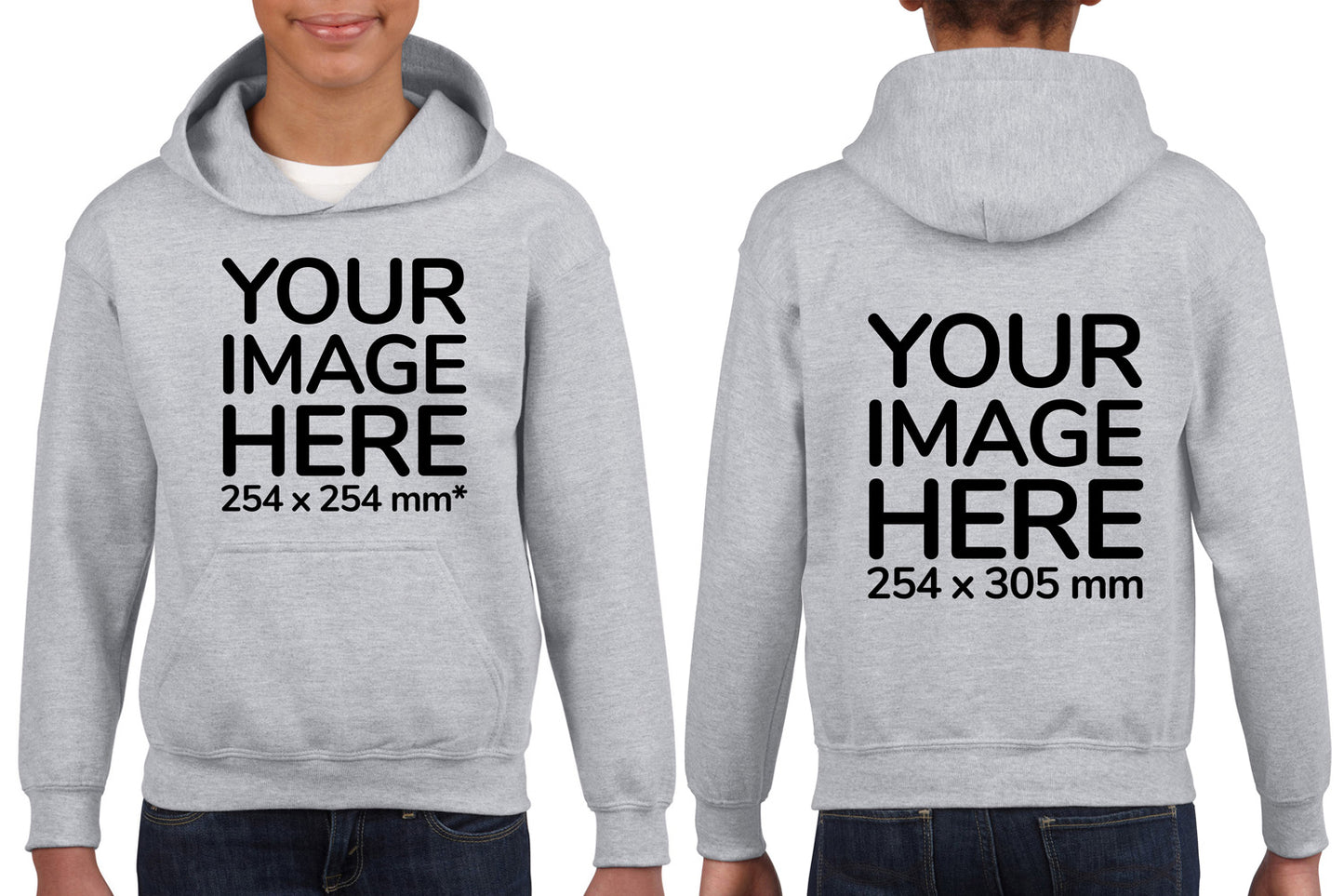 Children Hoodies - Hoodie personalised on front side with your image - light gray colour
