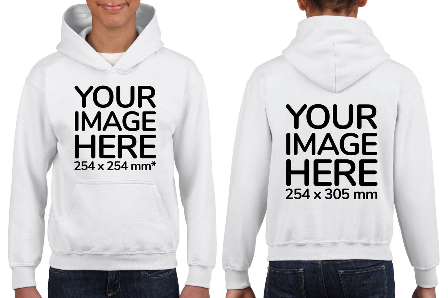 Children Hoodies - Hoodie personalised on front side with your image - white colour