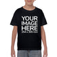 Children Custom Tees - T-Shirt customisable on front side with your own design or image - black colour shirt