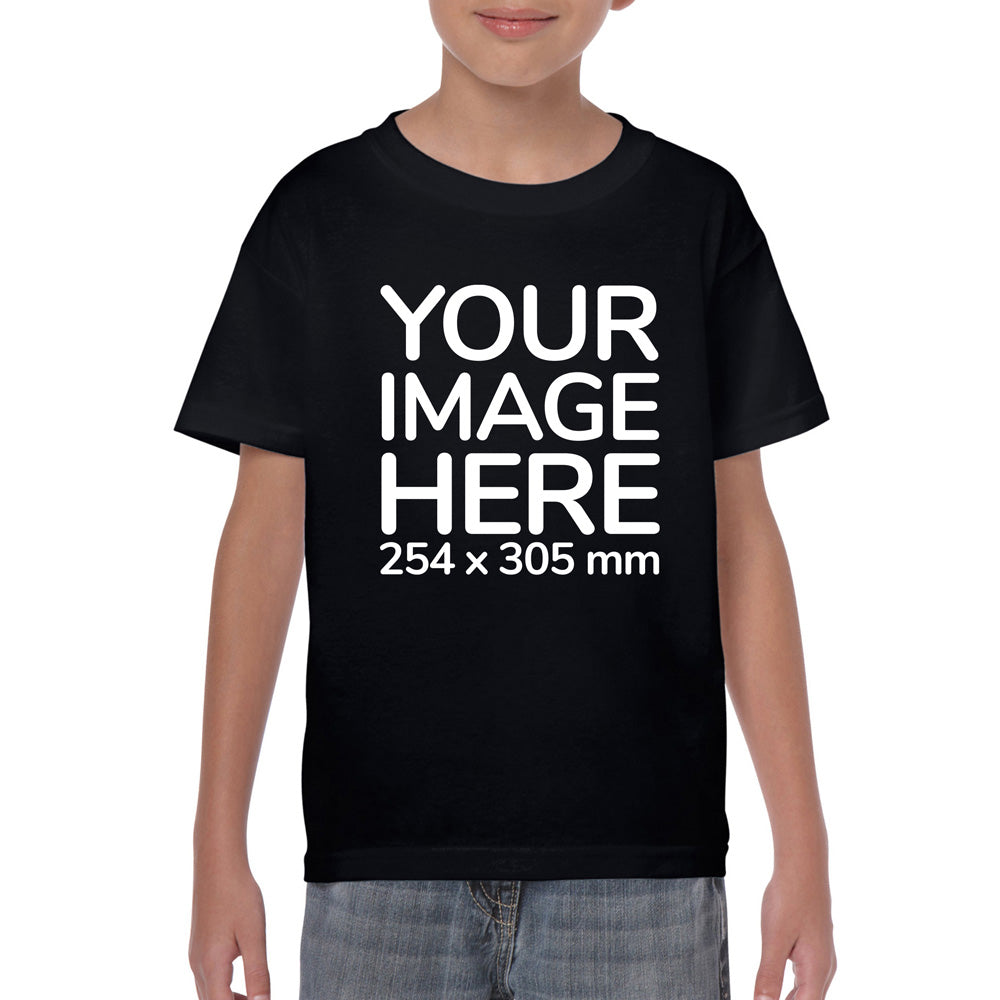 Children Custom Tees - T-Shirt customisable on front side with your own design or image - black colour shirt