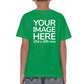 Children Custom Tees - T-Shirt customisable on back side with your own design or image - green colour shirt