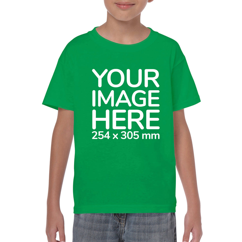 Children Custom Tees - T-Shirt customisable on front side with your own design or image - green colour shirt