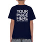 Children Custom Tees - T-Shirt customisable on back side with your own design or image - navy blue colour shirt
