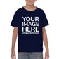 Children Custom Tees - T-Shirt customisable on front side with your own design or image - navy blue colour shirt