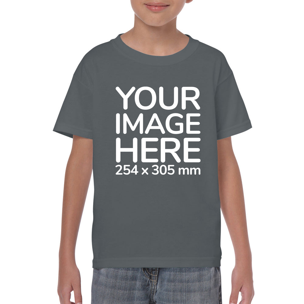 Children Custom Tees - T-Shirt customisable on front side with your own design or image - olive colour shirt