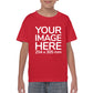 Children Custom Tees - T-Shirt customisable on front side with your own design or image - red colour shirt