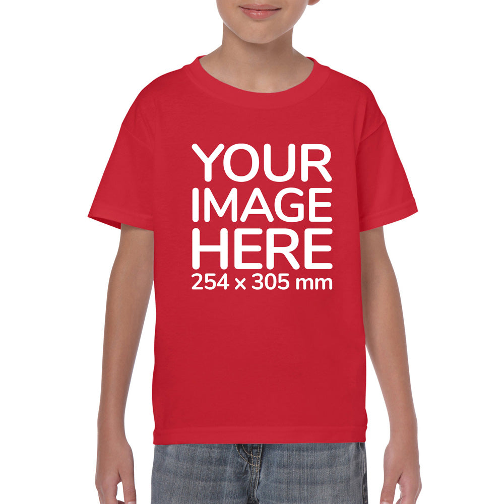 Children Custom Tees - T-Shirt customisable on front side with your own design or image - red colour shirt