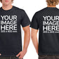Men's Custom T-Shirts - Shirts are customisable on front and back side with your own design or image - black colour teez