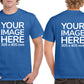 Men's Custom T-Shirts - Shirts are customisable on front and back side with your own design or image - light blue colour teez