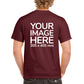 Men's Custom T-Shirts - Shirts are customisable on back side with your own design or image - burgundy colour teez