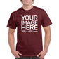 Men's Custom T-Shirts - Shirts are customisable on front side with your own design or image - burgundy colour teez