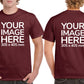 Men's Custom T-Shirts - Shirts are customisable on front and back side with your own design or image - burgundy colour teez