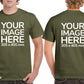 Men's Custom T-Shirts - Shirts are customisable on front and back side with your own design or image - olive colour teez