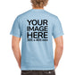 Men's Custom T-Shirts - Shirts are customisable on back side with your own design or image - light blue colour teez