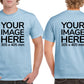 Men's Custom T-Shirts - Shirts are customisable on front and back side with your own design or image - light blue colour teez
