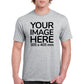 Men's Custom T-Shirts - Shirts are customisable on front side with your own design or image - light gray colour teez