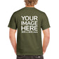Men's Custom T-Shirts - Shirts are customisable on back side with your own design or image - olive colour teez