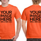 Men's Custom T-Shirts - Shirts are customisable on front and back side with your own design or image - orange colour teez
