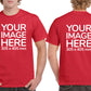 Men's Custom T-Shirts - Shirts are customisable on front and back side with your own design or image - red colour teez