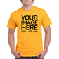 Men's Custom T-Shirts - Shirts are customisable on front side with your own design or image - yellow colour teez