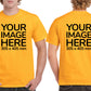 Men's Custom T-Shirts - Shirts are customisable on front and back side with your own design or image - yellow colour teez