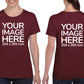 Women Custom Shirts - T-Shirt customisable on front side and back side with your own design or image - burgundy colour shirt