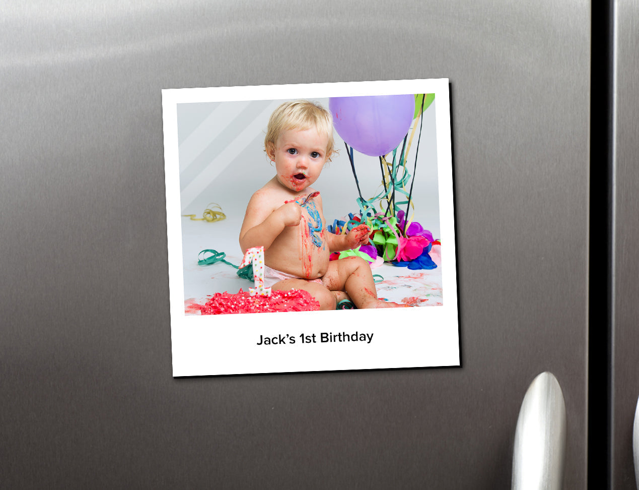 vintage fridge magnet in retro style customised with photo and text