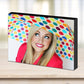 wooden photo block with black edges used as desk decoration